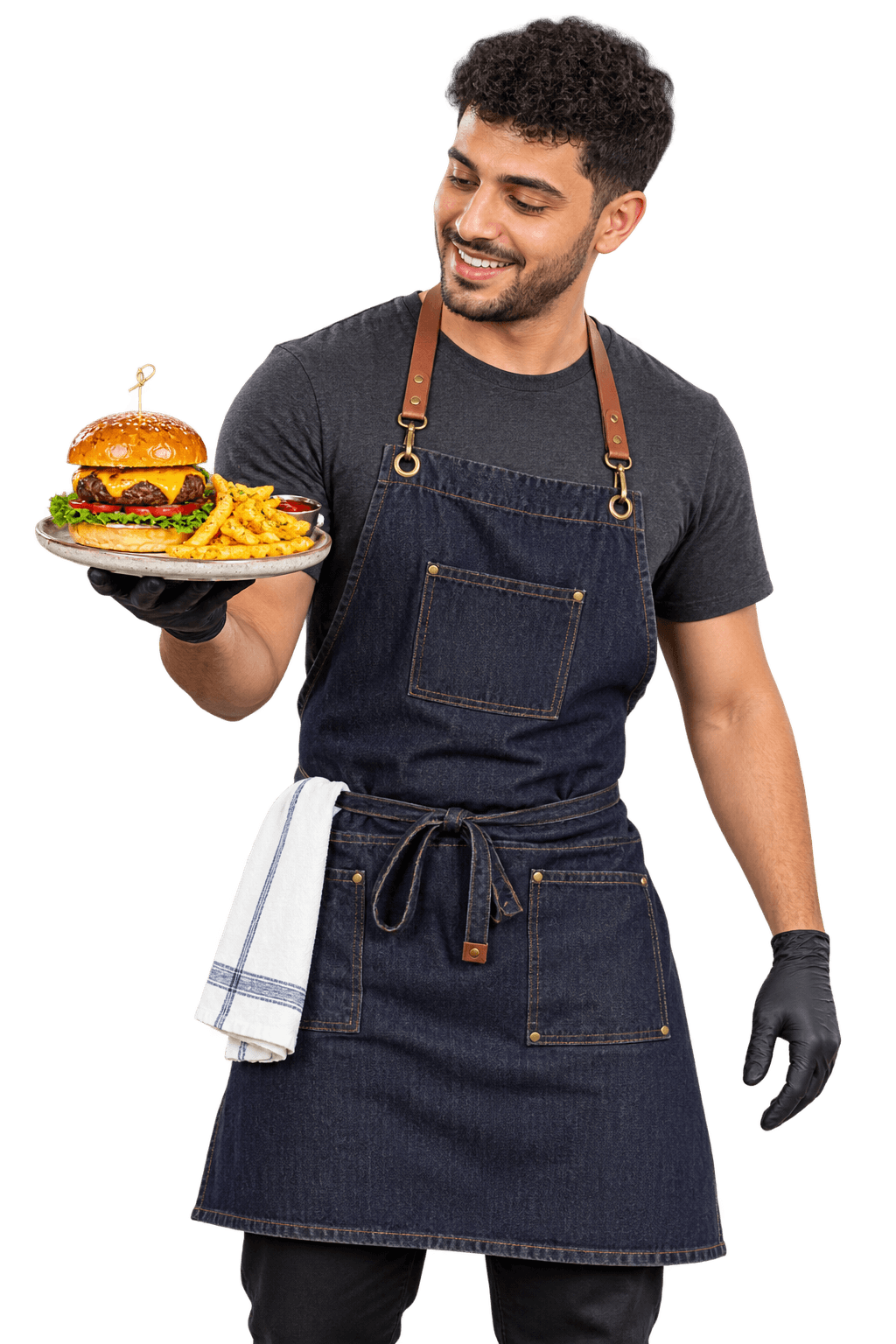 Restaurant team member preparing an order